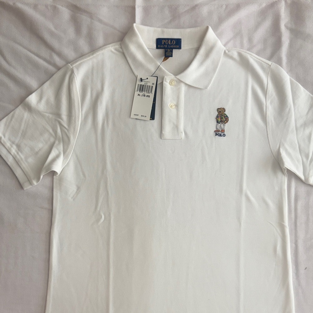 Polo Ralph Lauren White Bear Embroidered Polo